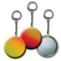 2" Round Metallic Key Chain w/ 3D Lenticular Changing Color Effects - Red/Yellow/Blue (Blank)